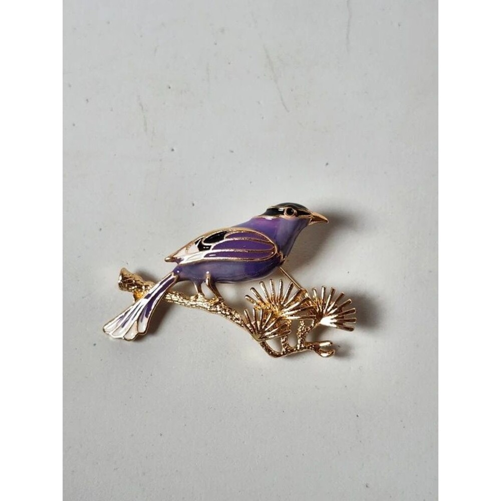 Bird on a branch brooch